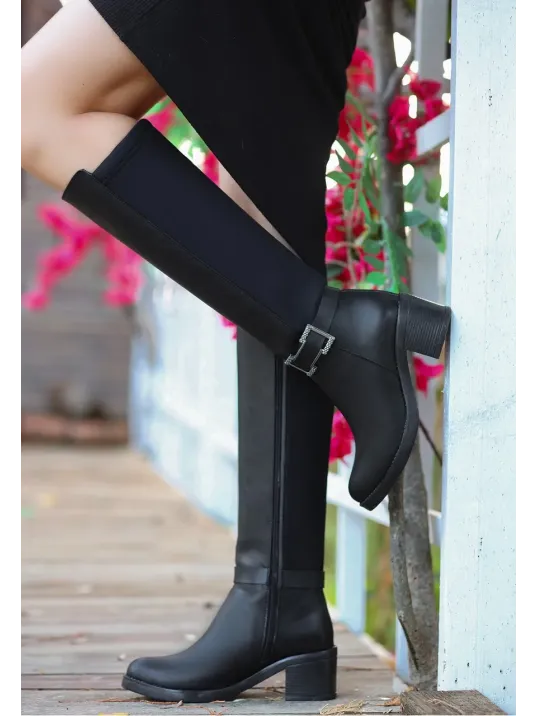 Emrat Siyah Cilt Topuklu Çizme Emrat Siyah Cilt Topuklu Çizme