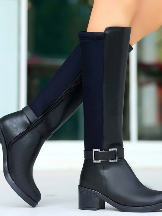Emrat Siyah Cilt Topuklu Çizme