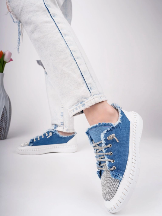 Enber Mavi Kot Bağcıklı Spor Ayakkabı Enber Mavi Kot Bağcıklı Spor Ayakkabı