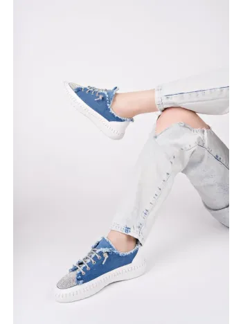 Enber Mavi Kot Bağcıklı Spor Ayakkabı Enber Mavi Kot Bağcıklı Spor Ayakkabı