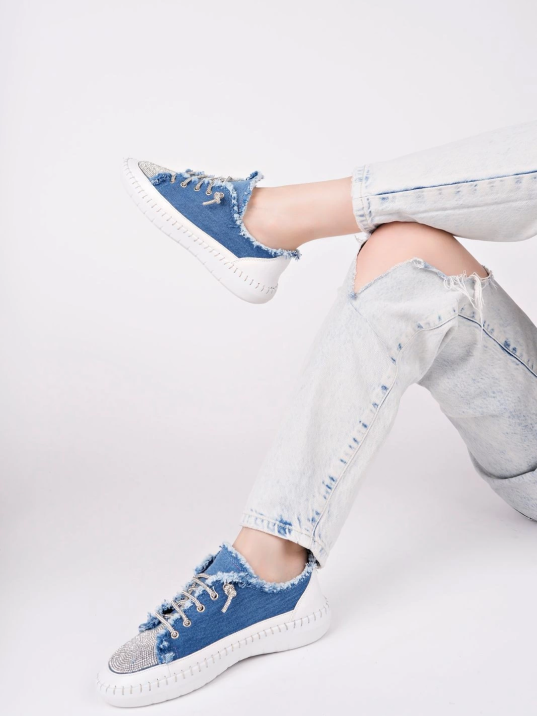 Enber Mavi Kot Bağcıklı Spor Ayakkabı Enber Mavi Kot Bağcıklı Spor Ayakkabı