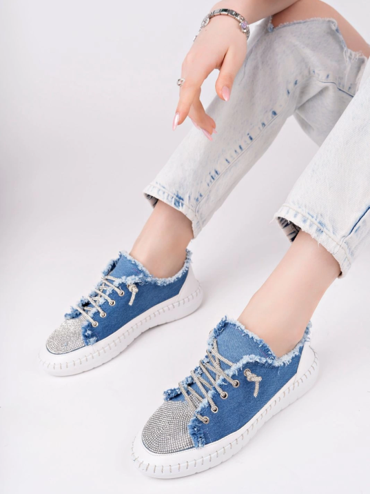 Enber Mavi Kot Bağcıklı Spor Ayakkabı Enber Mavi Kot Bağcıklı Spor Ayakkabı