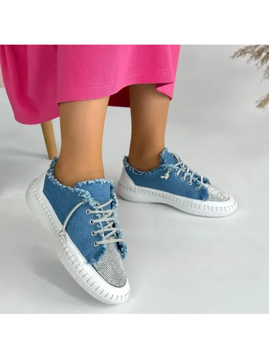 Enber Mavi Kot Bağcıklı Spor Ayakkabı Enber Mavi Kot Bağcıklı Spor Ayakkabı