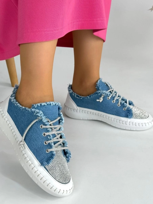 Enber Mavi Kot Bağcıklı Spor Ayakkabı Enber Mavi Kot Bağcıklı Spor Ayakkabı