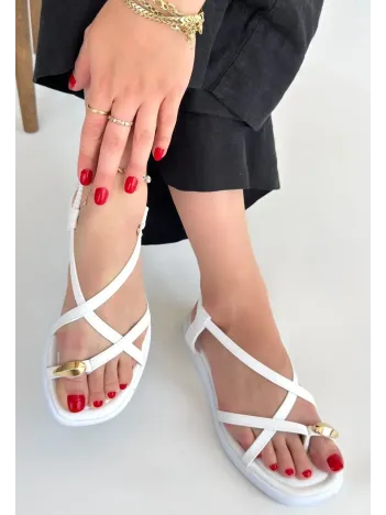 Enjali Beyaz Cilt Sandalet Enjali Beyaz Cilt Sandalet