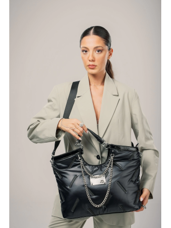 Enya Siyah Cilt Omuz Çantası