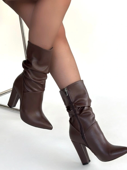 Erita Kahverengi Cilt Topuklu Çizme
