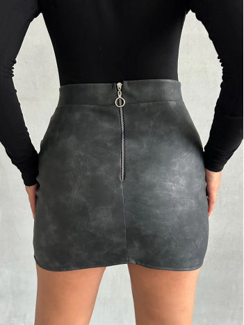 Eskitme deri mini etek Eskitme deri mini etek