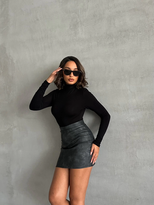 Eskitme deri mini etek Eskitme deri mini etek