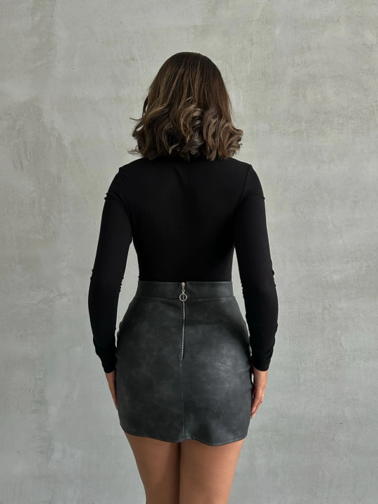 Eskitme deri mini etek Eskitme deri mini etek