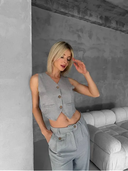 Essential Yelek Pantolon Takım Gri S255254