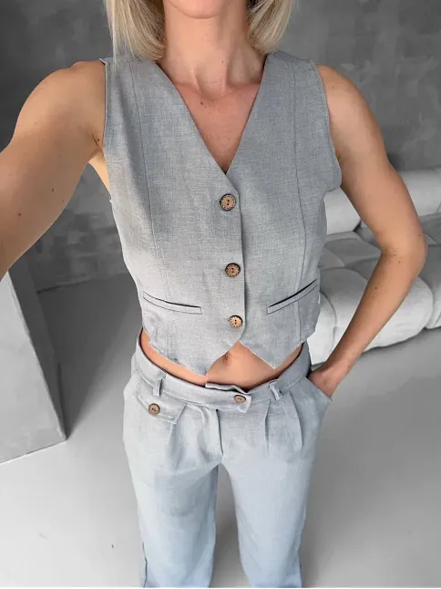 Essential Yelek Pantolon Takım Gri S255254