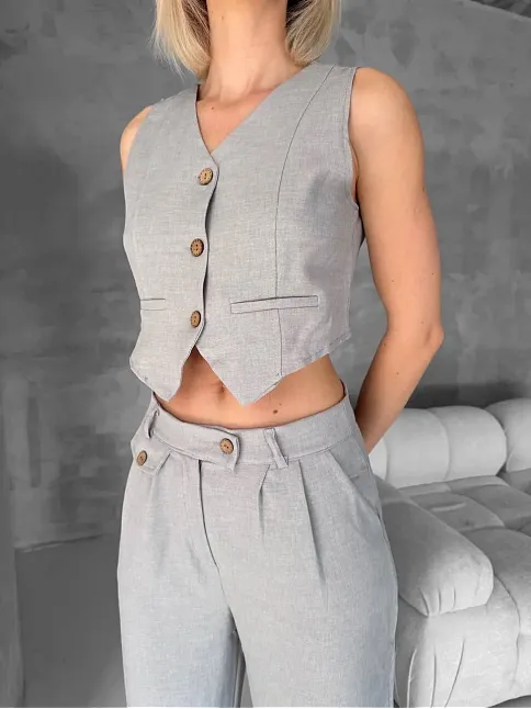 Essential Yelek Pantolon Takım Gri S255254