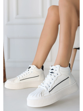 Estim Beyaz Cilt Siyah Detaylı Bağcıklı Spor Ayakkabı Estim Beyaz Cilt Siyah Detaylı Bağcıklı Spor Ayakkabı