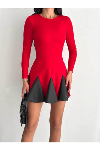 Eteği kloş crep mini elbise s1267