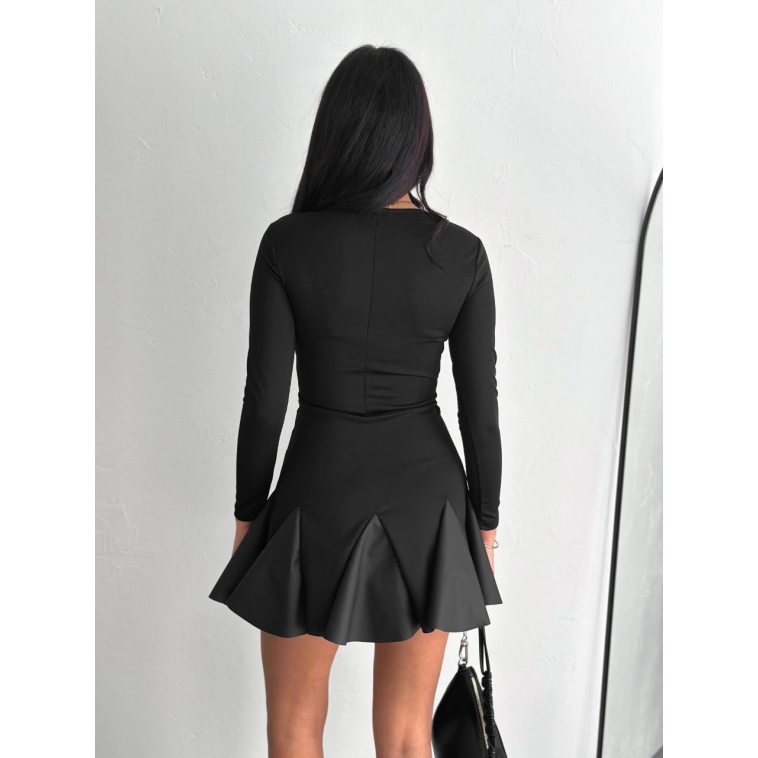 Eteği kloş crep mini elbise s1267 Eteği kloş crep mini elbise s1267