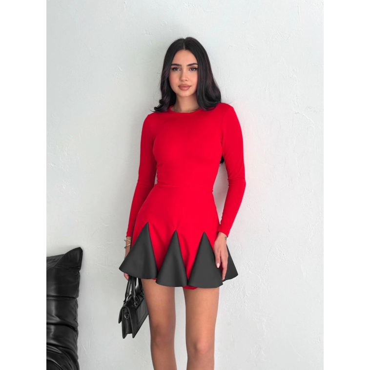 Eteği kloş crep mini elbise s1267 Eteği kloş crep mini elbise s1267