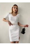 Etekli Triko Takım Beyaz T23107 Etekli Triko Takım Beyaz T23107