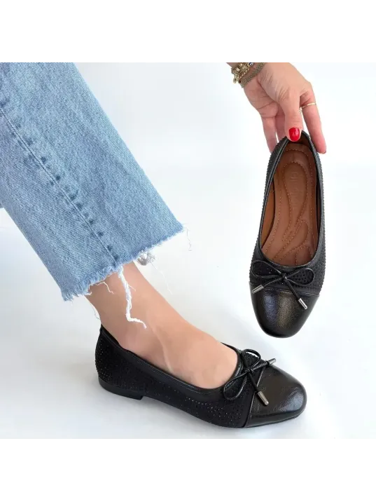 Etya Siyah Cilt Babet Ayakkabı Etya Siyah Cilt Babet Ayakkabı