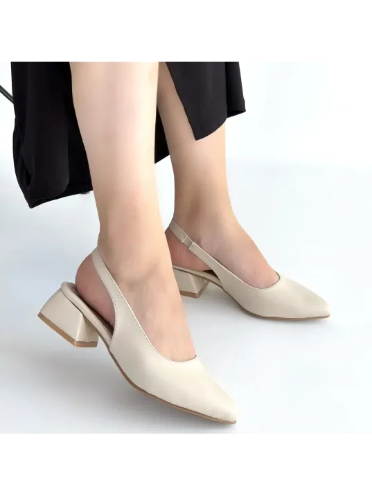 Evia Bej Cilt Topuklu Ayakkabı Evia Bej Cilt Topuklu Ayakkabı