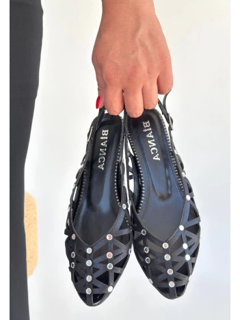 Faty Siyah Cilt Babet Ayakkabı Faty Siyah Cilt Babet Ayakkabı