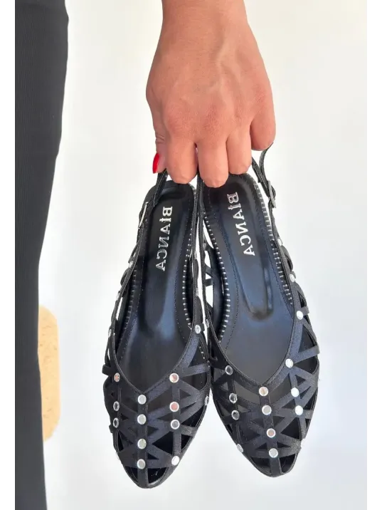 Faty Siyah Cilt Babet Ayakkabı Faty Siyah Cilt Babet Ayakkabı