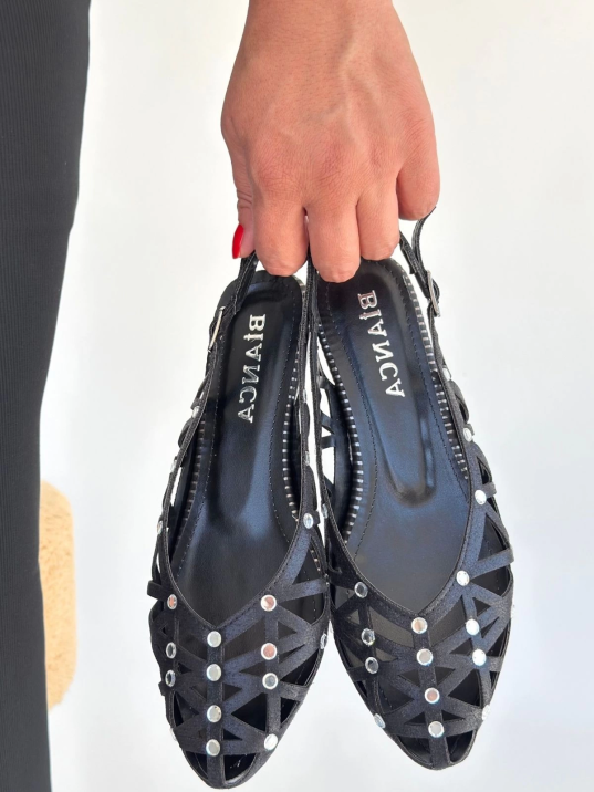 Faty Siyah Cilt Babet Ayakkabı Faty Siyah Cilt Babet Ayakkabı