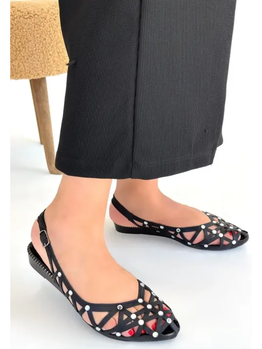 Faty Siyah Cilt Babet Ayakkabı Faty Siyah Cilt Babet Ayakkabı