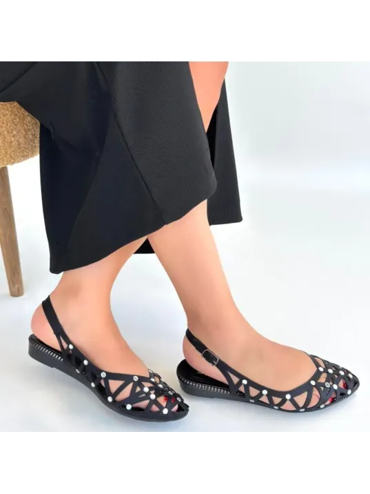 Faty Siyah Cilt Babet Ayakkabı Faty Siyah Cilt Babet Ayakkabı