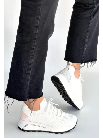 Feort Beyaz Triko Bağcıklı Spor Ayakkabı