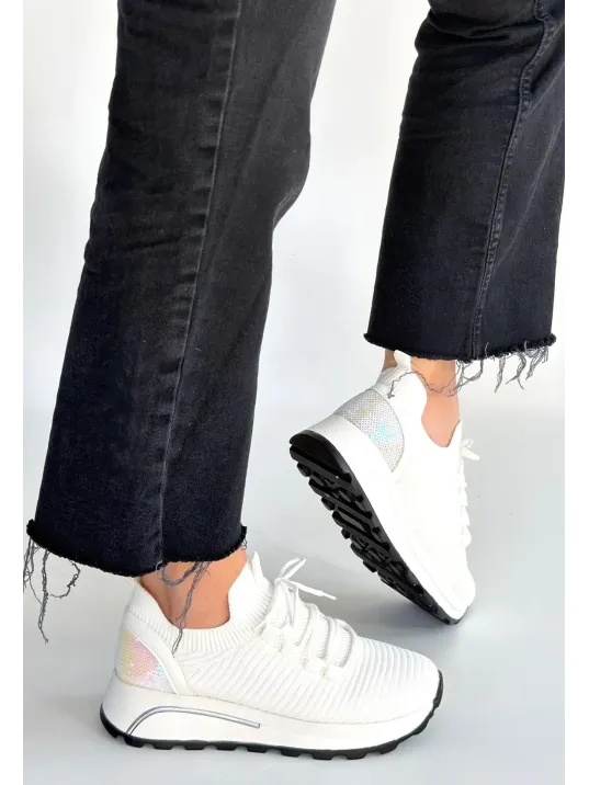 Feort Beyaz Triko Bağcıklı Spor Ayakkabı