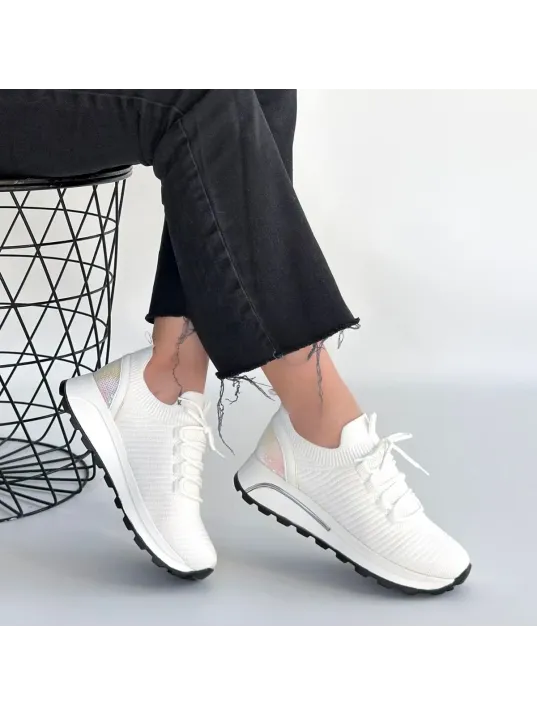 Feort Beyaz Triko Bağcıklı Spor Ayakkabı