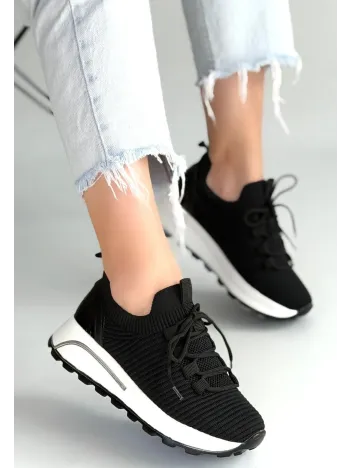 Feort Siyah Triko Bağcıklı Spor Ayakkabı