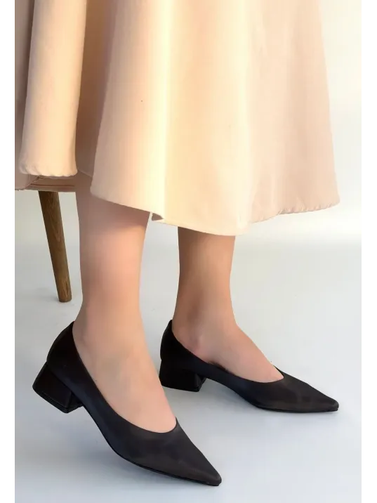 Ferla Acı Kahve Cilt Topuklu Ayakkabı