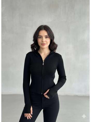 Fermuarlı kapşonlu parmak geçmeli hırka kaşkorse A3898 Fermuarlı kapşonlu parmak geçmeli hırka kaşkorse A3898