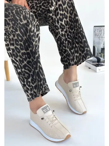 Fiert Bej Cilt Bağcıklı Spor Ayakkabı