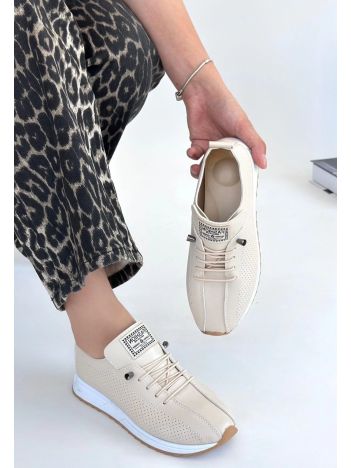 Fiert Bej Cilt Bağcıklı Spor Ayakkabı Fiert Bej Cilt Bağcıklı Spor Ayakkabı