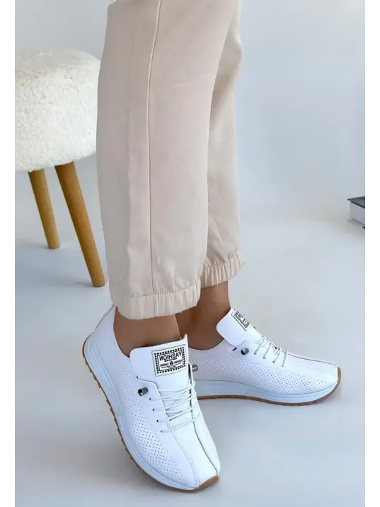 Fiert Beyaz Cilt Bağcıklı Spor Ayakkabı