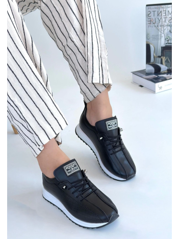 Fiert Siyah Cilt Bağcıklı Spor Ayakkabı Fiert Siyah Cilt Bağcıklı Spor Ayakkabı