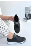 Fiert Siyah Cilt Bağcıklı Spor Ayakkabı