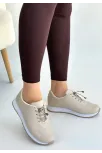 Finna Bej Cilt Bağcıklı Spor Ayakkabı Finna Bej Cilt Bağcıklı Spor Ayakkabı