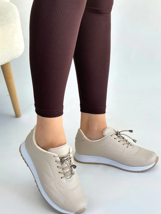 Finna Bej Cilt Bağcıklı Spor Ayakkabı Finna Bej Cilt Bağcıklı Spor Ayakkabı