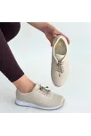 Finna Bej Cilt Bağcıklı Spor Ayakkabı Finna Bej Cilt Bağcıklı Spor Ayakkabı