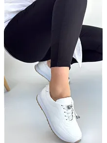 Finna Beyaz Cilt Bağcıklı Spor Ayakkabı