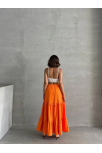 Fırfırlı Brodeli Astarlı Uzun Etek Turuncu S255047