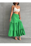 Fırfırlı Brodeli Astarlı Uzun Etek Yeşil S255047 Fırfırlı Brodeli Astarlı Uzun Etek Yeşil S255047