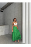 Fırfırlı Brodeli Astarlı Uzun Etek Yeşil S255047 Fırfırlı Brodeli Astarlı Uzun Etek Yeşil S255047