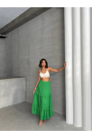 Fırfırlı Brodeli Astarlı Uzun Etek Yeşil S255047 Fırfırlı Brodeli Astarlı Uzun Etek Yeşil S255047