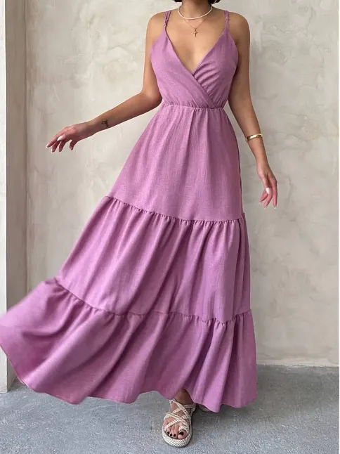 Fırfırlı Katlı Elbise S255049