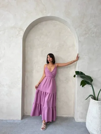 Fırfırlı Katlı Elbise S255049